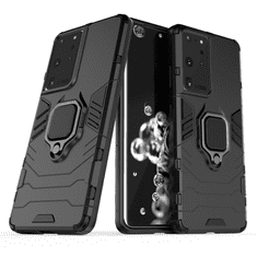 IZMAEL Odolné Puzdro Ring Armor Case pre Samsung Galaxy S30 Ultra/Galaxy S21 Ultra 5G - Čierna KP9710