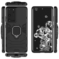 IZMAEL Odolné Puzdro Ring Armor Case pre Samsung Galaxy S30 Ultra/Galaxy S21 Ultra 5G - Čierna KP9710