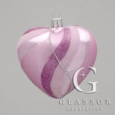 Decor By Glassor Vánoční srdce růžové proužky