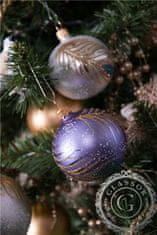 Decor By Glassor Vánoční koule bílá matná s dekorem pavího pera (Veľkosť: 10)