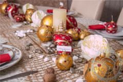 Decor By Glassor Vianočná menovka červená zlatý dekor
