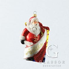Decor By Glassor Vánoční figurka Santa se stuhou a dárky