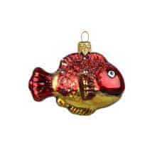 Decor By Glassor Sklenená rybka červená