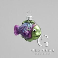 Decor By Glassor Sklenená ryba fialovo-zelená