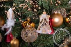 Decor By Glassor Vianočný zvonček číry zlatý dekor