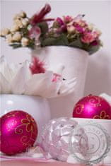 Decor By Glassor Vianočná banka ružová s kvetmi (Veľkosť: 10)
