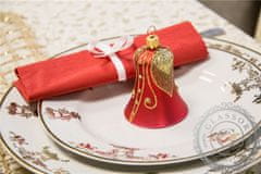 Decor By Glassor Vánoční zvonek červený zlatý dekor