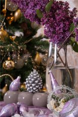Decor By Glassor Vánoční oliva fialová záclonka