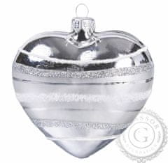 Decor By Glassor Vianočné srdce strieborné pruhy