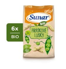 Sunar BIO detské chrumky hráškové struky 6 x 45 g