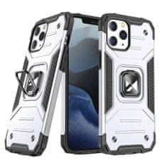 MG Ring Armor plastový kryt na iPhone 13, strieborný