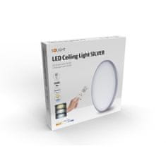 Solight Solight LED stropné svetlo Silver, okrúhle, 24W, 1800lm, stmievateľné, diaľkové ovládanie, 38cm WO761