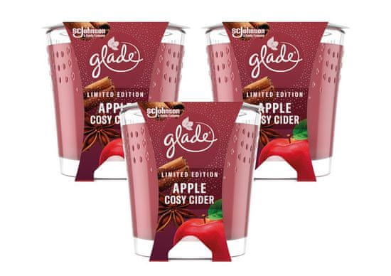 Glade Vonná sviečka 129g - APPLE COSY CIDER 3 kusy