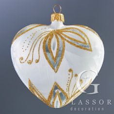 Decor By Glassor Sklenené srdiečko so zlatým dekorom (Veľkosť: 10)