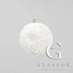 Decor By Glassor Vianočná guľa transparentný dekor kvetín