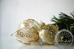 Decor By Glassor Vianočná oliva priehľadná zlatý dekor