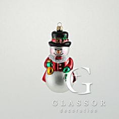 Decor By Glassor Vianočná figúrka snehuliak s mešcom