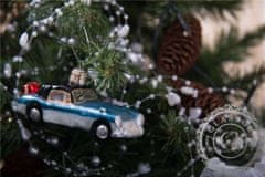 Decor By Glassor Vianočná ozdoba – autíčko modré s darčekmi