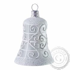 Decor By Glassor Vianočný zvonček s bielym dekorom