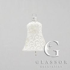 Decor By Glassor Vianočný zvonček transparentný, dekor kvetín