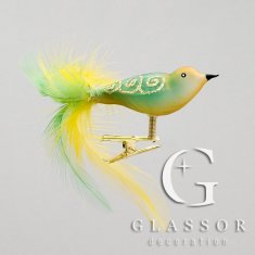 Decor By Glassor Skleněný ptáček žlutý