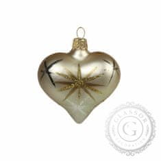 Decor By Glassor Vianočné srdce krémové s hviezdami (Veľkosť: 6)