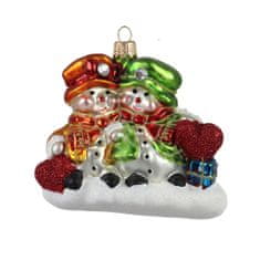 Decor By Glassor Vianočná figúrka snehuliačiky s darčekmi
