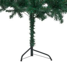 Vidaxl Rohový umelý vianočný stromček s LED a guľami zelený 210 cm PVC