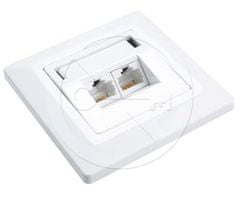 Solarix Zásuvka Solarix CAT5E UTP 2 x RJ45 pod omietku biela SX9-2-5E-UTP-WH