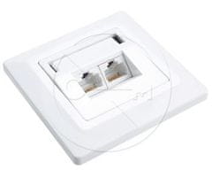 Solarix Zásuvka Solarix CAT6 UTP 2 x RJ45 pod omietku biela SX9-2-6-UTP-WH