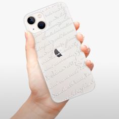 iSaprio Silikónové puzdro - Handwriting 01 - white pre Apple iPhone 13