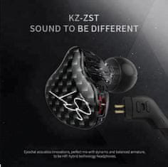 KZ ZST hybridné HiFi slúchadlá do uší, čierne