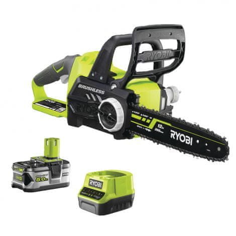 RYOBI RCS18X3050F 18V Bezuhlíková aku reťazová píla, dĺžka lišty 30cm (1x5.0Ah)