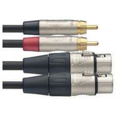 Stagg NTC3CMXFR, kábel 2x RCA rovnaký - 2x XLR rovnaký, 3m