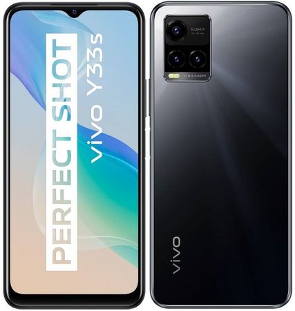 VIVO Y33s výkonný telefón luxusná výbava procesor MediaTek Helio G80 18W rýchlonabíjanie čítačka odtlačkov prstov NFC trojnásobný fotoaparát 50 + 2 + 2 Mpx OS Android 11 FunTouch 11.1 IP52 predná kamera 16MPx luxusný dizajn elegantný výkonný telefón fotomobil 8GB RAM 128 ROM výkonná batéria Dlhá výdrž rýchly výkon