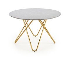 Halmar Okrúhly jedálenský stôl Bonello - sivý mramor / zlatá