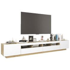 Vidaxl TV skrinka s LED svetlami biela a dub sonoma 260x35x40 cm