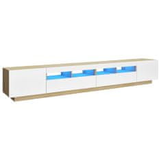 Vidaxl TV skrinka s LED svetlami biela a dub sonoma 260x35x40 cm