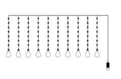 CoolCeny Svetelný LED záves so žiarovkami - 2,25 metrov - Biela