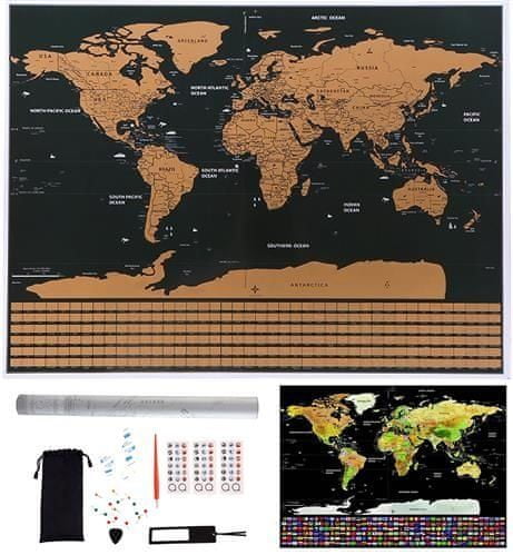 Iso Trade Stieracia mapa sveta s vlajkami 82x59 cm
