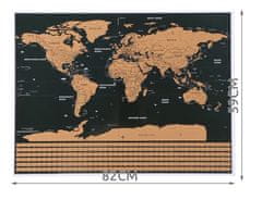 ISO Stieracie mapa sveta s vlajkami 82 x 59 cm s príslušenstvom, čierna, 9410