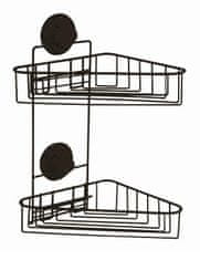Compactor Dvojitá rohová polička do kúpeľne Bestlock Black - bez vŕtania, nosnosť až 12 kg