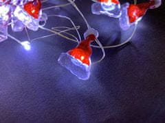 commshop Vnútorné vianočné mini reťaz v tvare Santove čiapky (na batérie) - studená biela 2m - 20 led diód