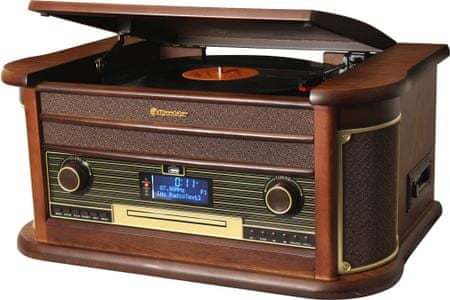 Moderný gramofón Roadstar hif-1996d bt s 3 rýchlosťami prehrávania dosiek Bluetooth lcd displej aux in cd mechanika fm radio dab tuner nahrávania na usb digitalizácie dosiek