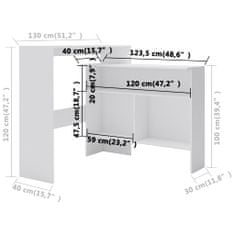 Petromila vidaXL Barový stôl s 2 vrchnými doskami biely 130x40x120 cm