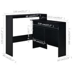 Petromila vidaXL Barový stôl s 2 vrchnými doskami čierny 130x40x120 cm