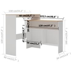 Petromila vidaXL Barový stôl s 2 stolovými doskami, bielo dubový 130x40x120 cm