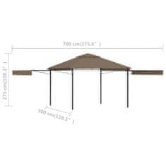 shumee Altánok s 2 výsuvnými strechami 3x3x2,75 m sivohnedý 180 g/㎡