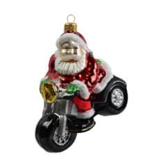 Decor By Glassor Sklenená figúrka Santa na motorke