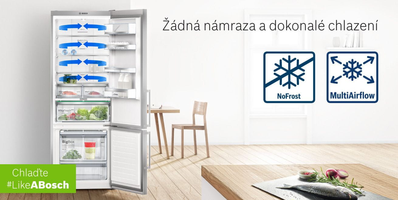 Kombinovaná chladnička Bosch KGN392ICF NoFrost + MultiAirFlow